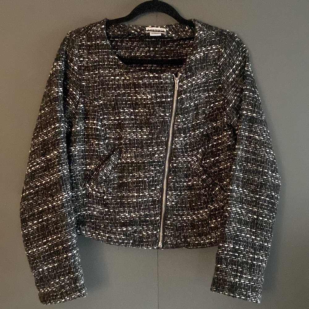 Vintage 80’s Contempo Casuals Tweed Boucle Cropped Biker Moto Jacket Medium